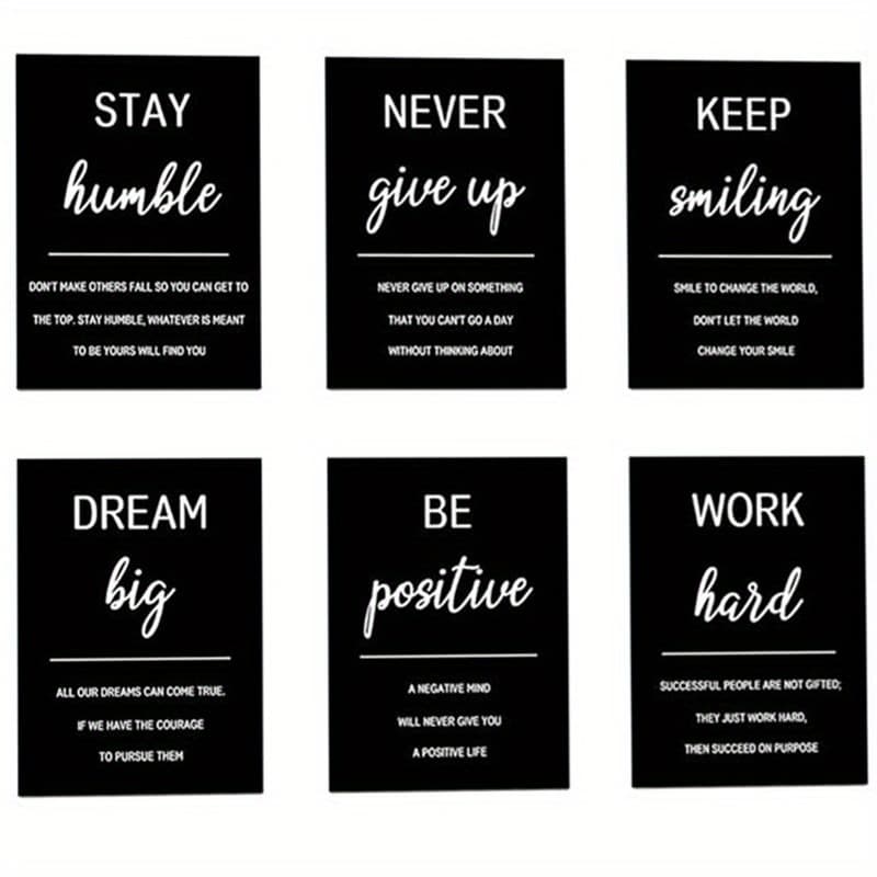 TEMU 6pcs Inspirational Office Wall Art Motivational Wall Decor Quotes Wall Art For Living Room Encouraging Posters For Bedroom Sayings For Wall Decor, 8x10in Unframed, Perfect For Room Decor
