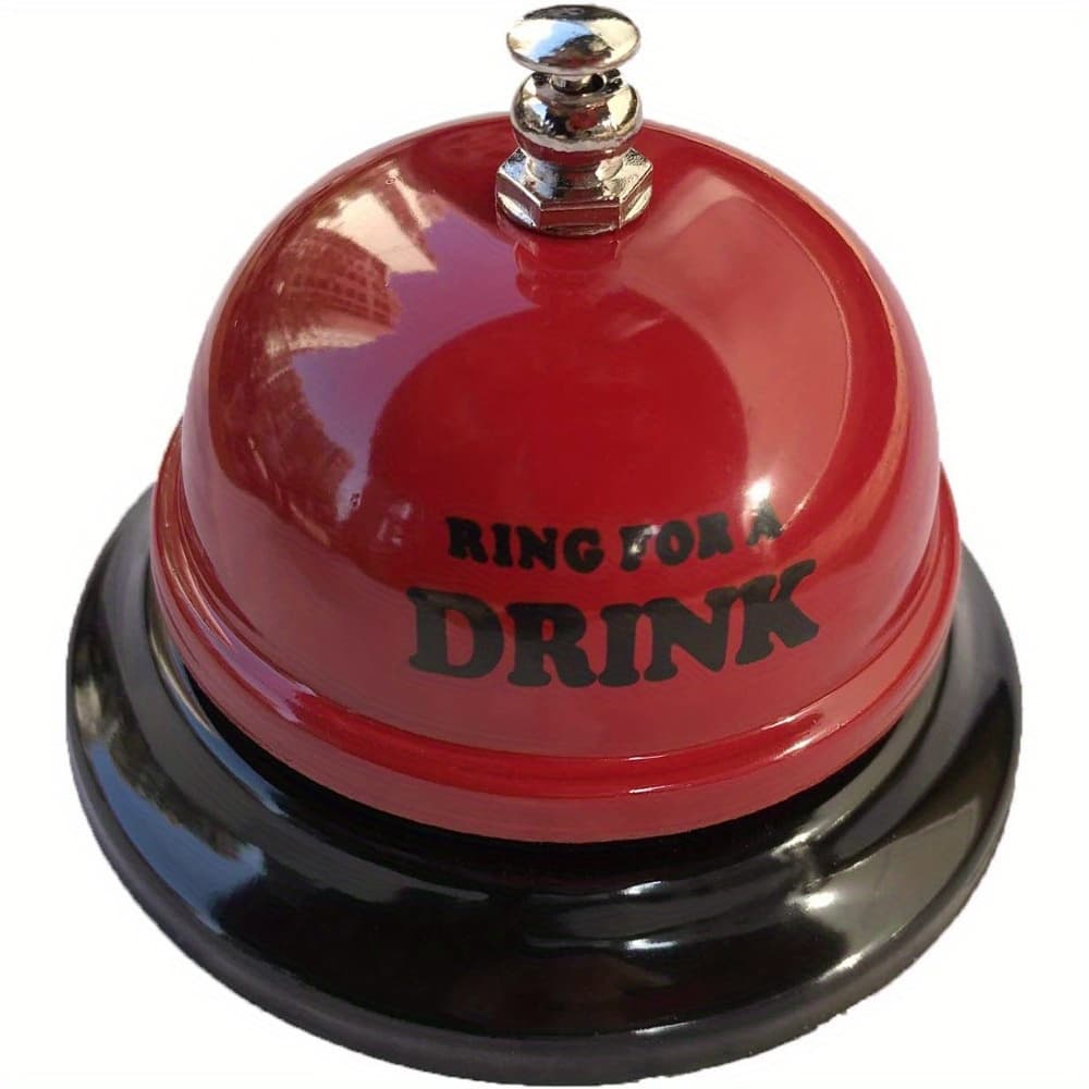 TEMU 1pc Novelty Drink Calling Bell - Durable Iron "ring For A Drink" Service Bell With Design For Parties, Weddings, Christmas Pranks - Manual Tabletop Bartender Bell, No Batteries Needed
