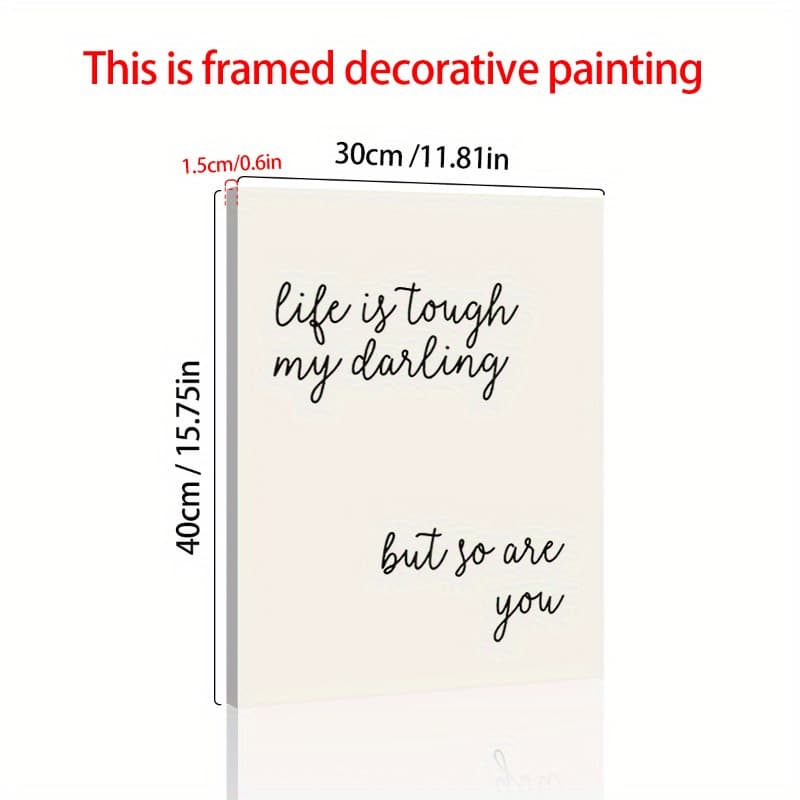 TEMU 1pc Wooden Framed Canvas Poster, Tough My , But So Are You Quotes Poster, Inspirational Quotes, Poster, Wall Art For Living Room Bedroom, Wall Decor