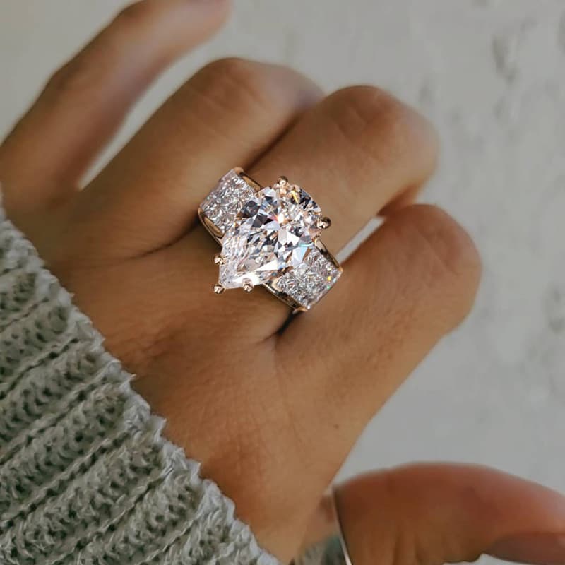 TEMU Elegant Rings Set With Large Shiny Elegant Jewelry, Suitable For Banquets, Romantic Weddings, Holiday Gifts