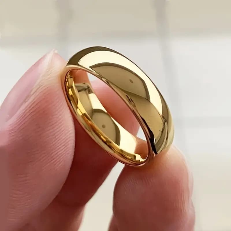 TEMU A Beautifully 6mm Curved Titanium Stainless Steel Classic Band, Plated With, Perfect For Use, Everyday Wear, And Gifting, Ideal For Genders