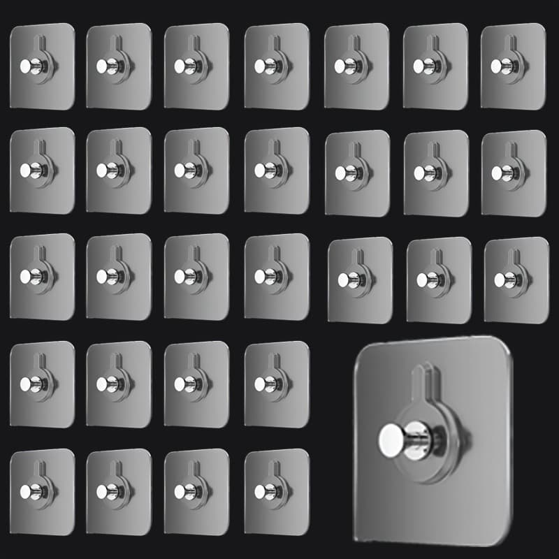 TEMU 30pcs Of Self-adhesive Picture Hangers - No Drilling Required, Invisible Frame Nails For Photos And Posters - Durable Adhesive Hooks For Wall Decoration