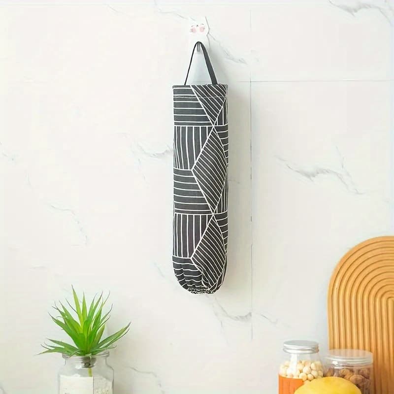 TEMU 1pc Plastic Bag Rack, Washable Grocery Bag Holder, Durable Hanging Ring Plastic Bag Storage Dispenser, Wall-mounted Home Kitchen Cabinet Trash Bag Dispenser
