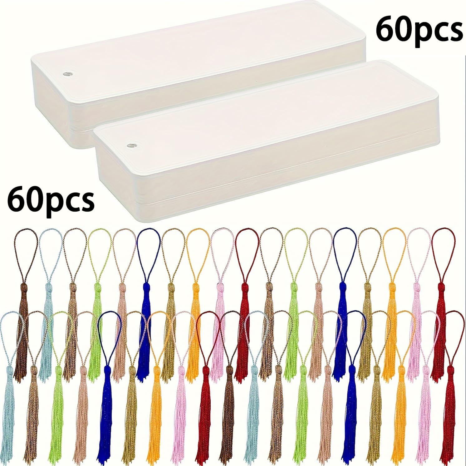 TEMU 120/200pcs Blank Bookmarks With Tassels- 400gsm Watercolor Paper Bookmarks, Hand-painted Designs - Diy Craft Projects, Gifting, And Stylish Organization