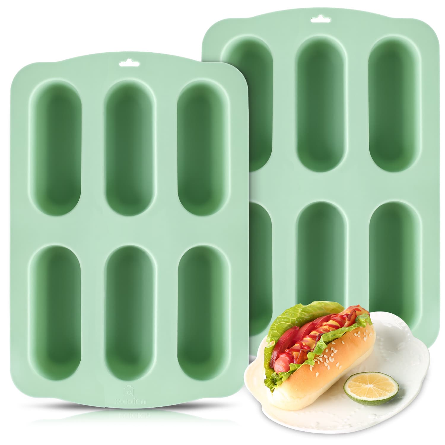 TEMU 2 Pack Hot Dog Bun Pan, Silicone Hot Dog Bun Molds Sausage Mold Nonstick & Heat Proof Baking Pan Bread Mold For Homemade Hotdog Bun Rolls