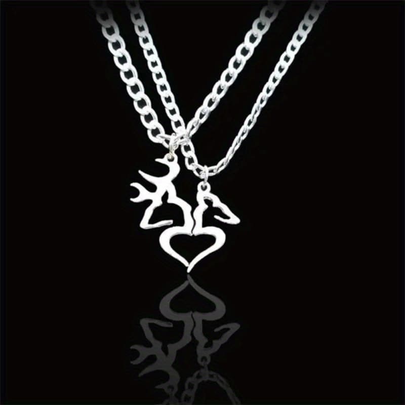 TEMU 2 Stylish And Luxury Two-piece Necklaces Featuring A Minimalist Deer Pendant, Perfect For A Valentine's Day Present