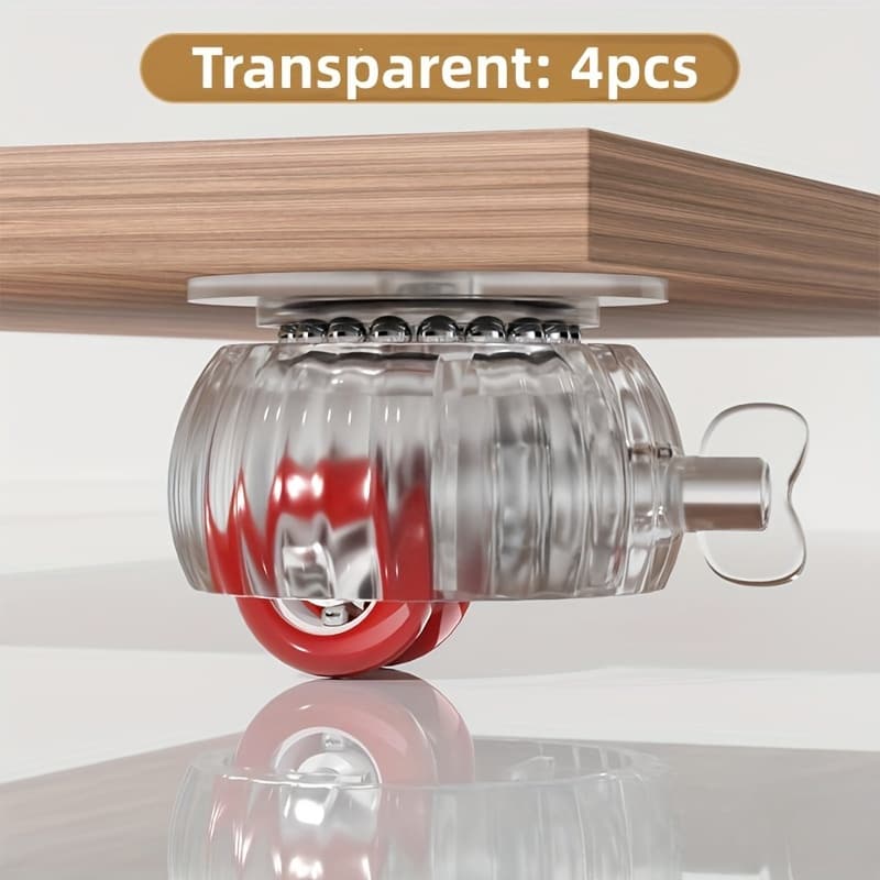 TEMU 4-pack Polished Metal Swivel Casters With Lock - Self-adhesive Rotating Wheels, 360-degree Rotation, For Home Furniture Mobility