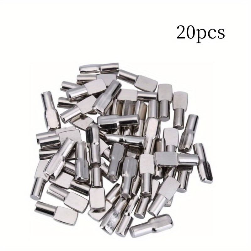 TEMU 20/50pcs Durable Metal Shelf Nails - 5mm Spoon Shaped Nickel Plated Support Nails For Bookshelves, Cabinets, Storage