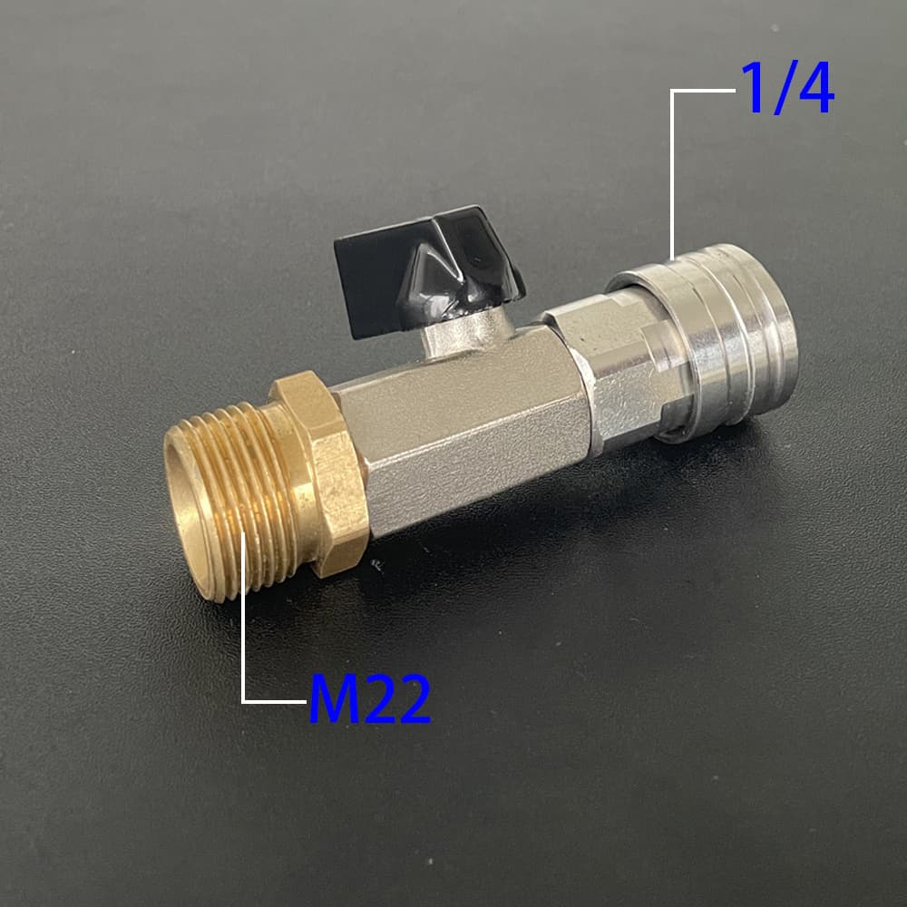 TEMU 1pc Universal Tool For Operating And Sealing Electric Cleaning Machine Hose High-pressure Cleaning Machine Ball Valve Set With 1/4" Quick Connector And M22 14mm