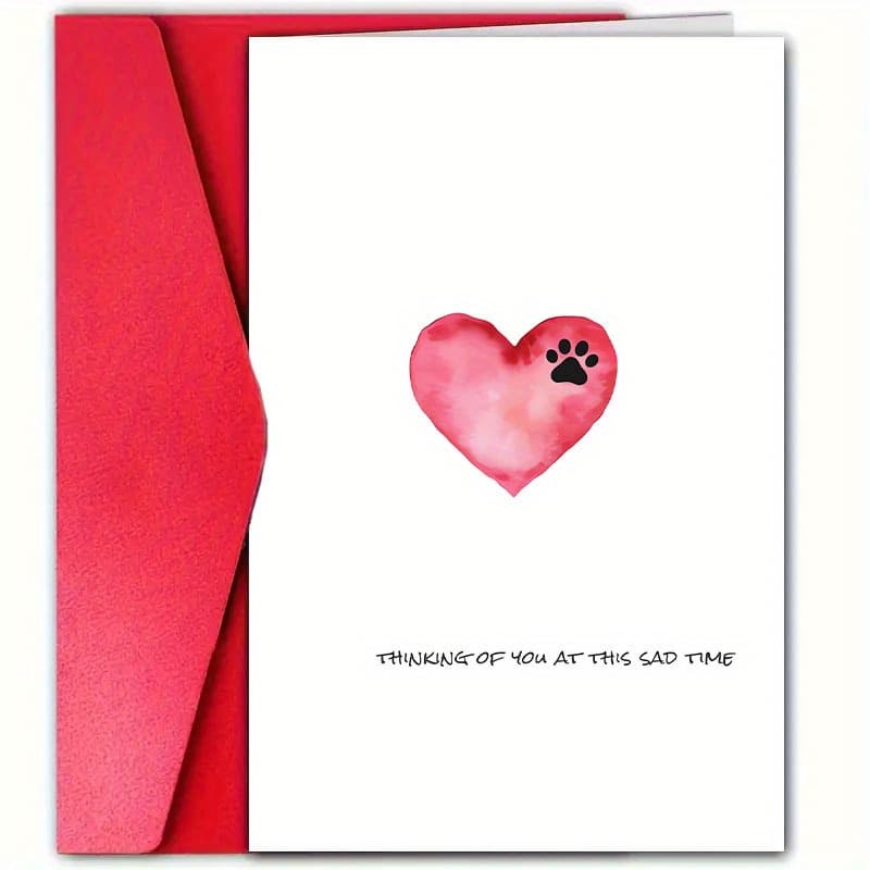 TEMU Simple Sympathy Card With Envelope 4.7"x7" - Suitable For Pet Loss, Mourning, And Remembrance