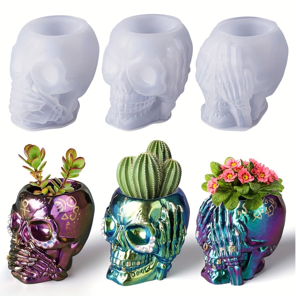 TEMU Set Of 3 -shaped Epoxy Resin Molds Featuring Designs For , Ears, And Mouth - The ' No, See No, Speak No'. Durable Molds Are Versatile For Crafts, Including Art, Home Decoration