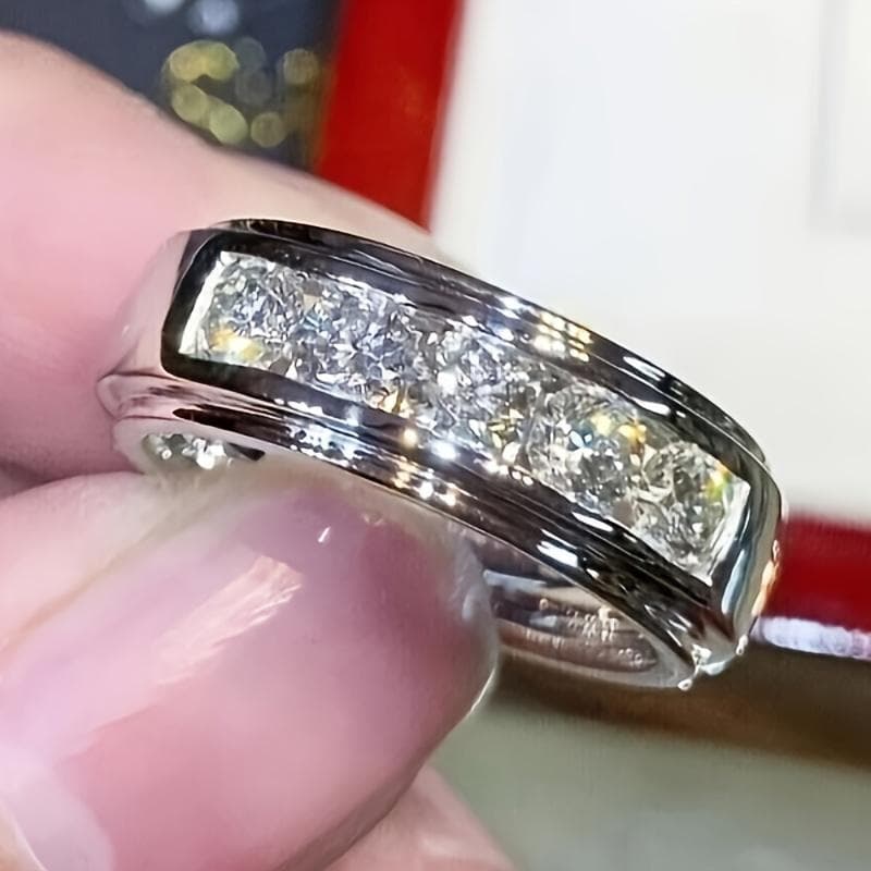 TEMU 1pc Of 2-carat Haoshi Ring, Suitable For Men And Women, Luxurious, Simple, Fashionable And Elegant, Men's Gift, Women's Gift, Engagement Ring, Casual Outfit, Holiday Gift, For