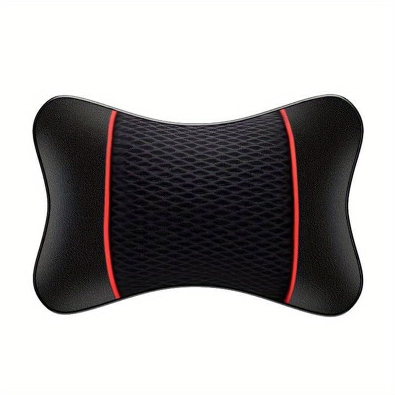 TEMU 1pc Car Headrest Pu Leather Mesh Breathable Neck Pillow, Soft Comfortable Seat Rest Cushion, Auto Accessories Decorations
