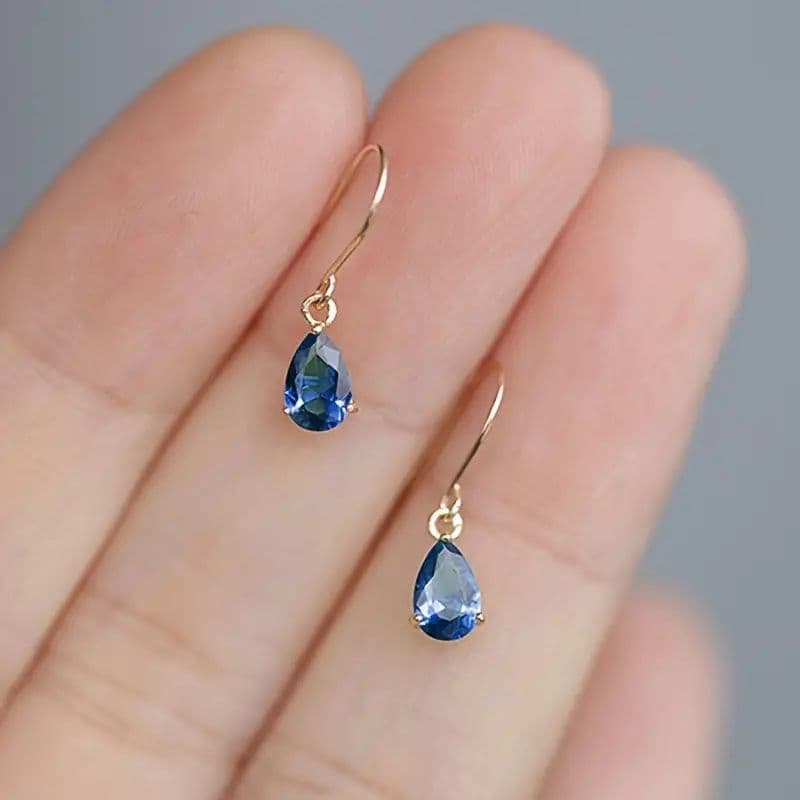 TEMU Blue Droplet Drop Earrings French Court Simple Luxury Classic Earrings Jewelry