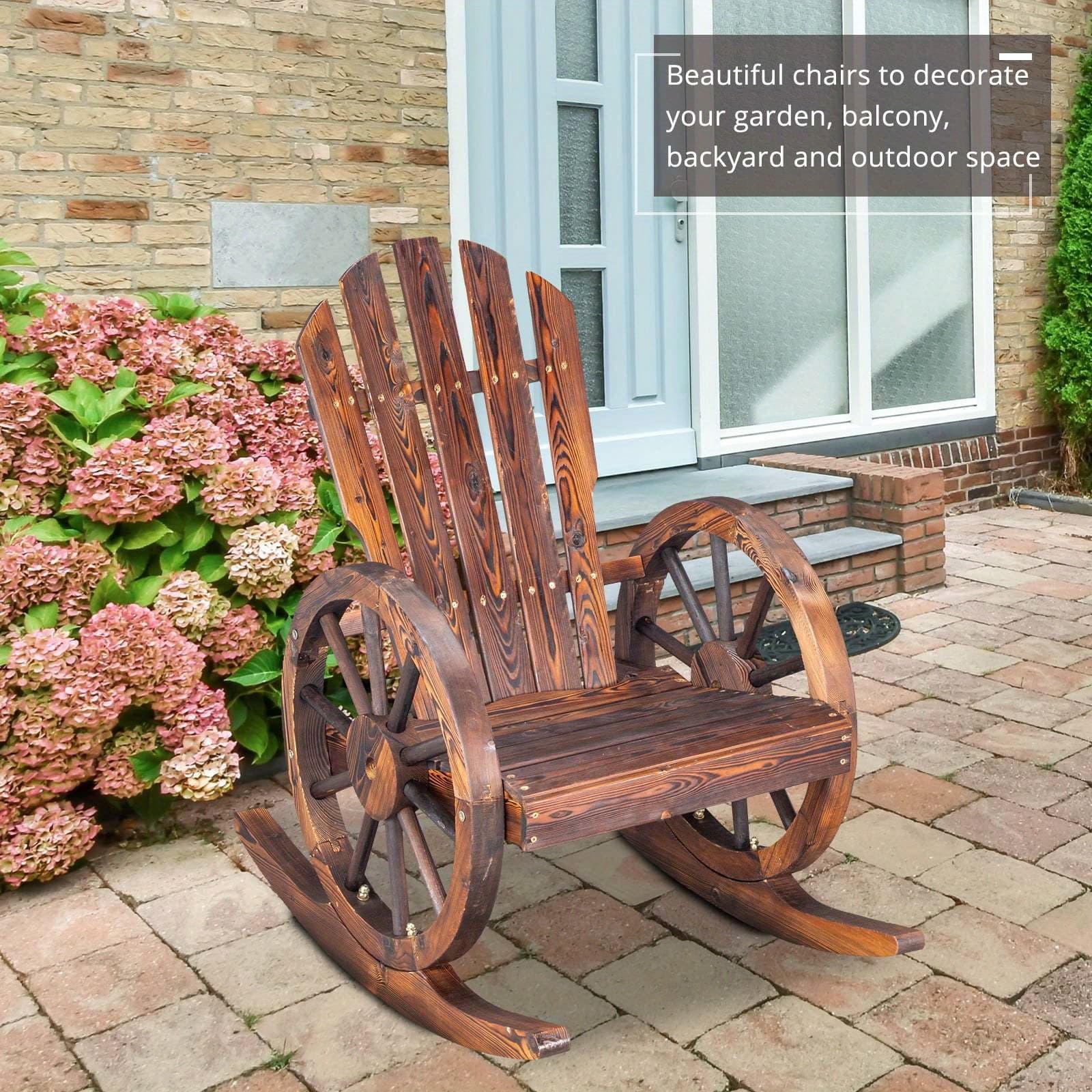 TEMU Outdoor Wood Rocker, Garden Rocking Chair For Patio