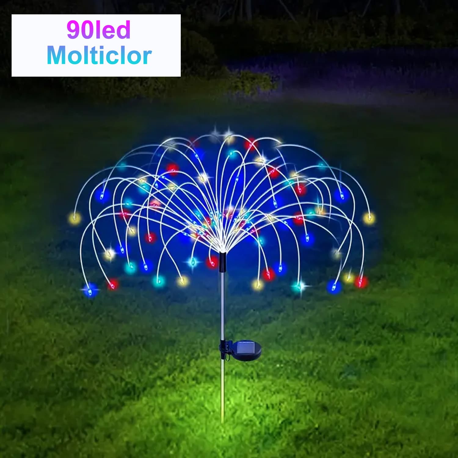 TEMU Solar Powered Led Fireworks Garden Lights - 4 Packs 320led, Ip65 Waterproof With 8 Lighting , Courtyard Terrace, Christmas Halloween Day Party Decoration, , Warm White (90led/ 320led)