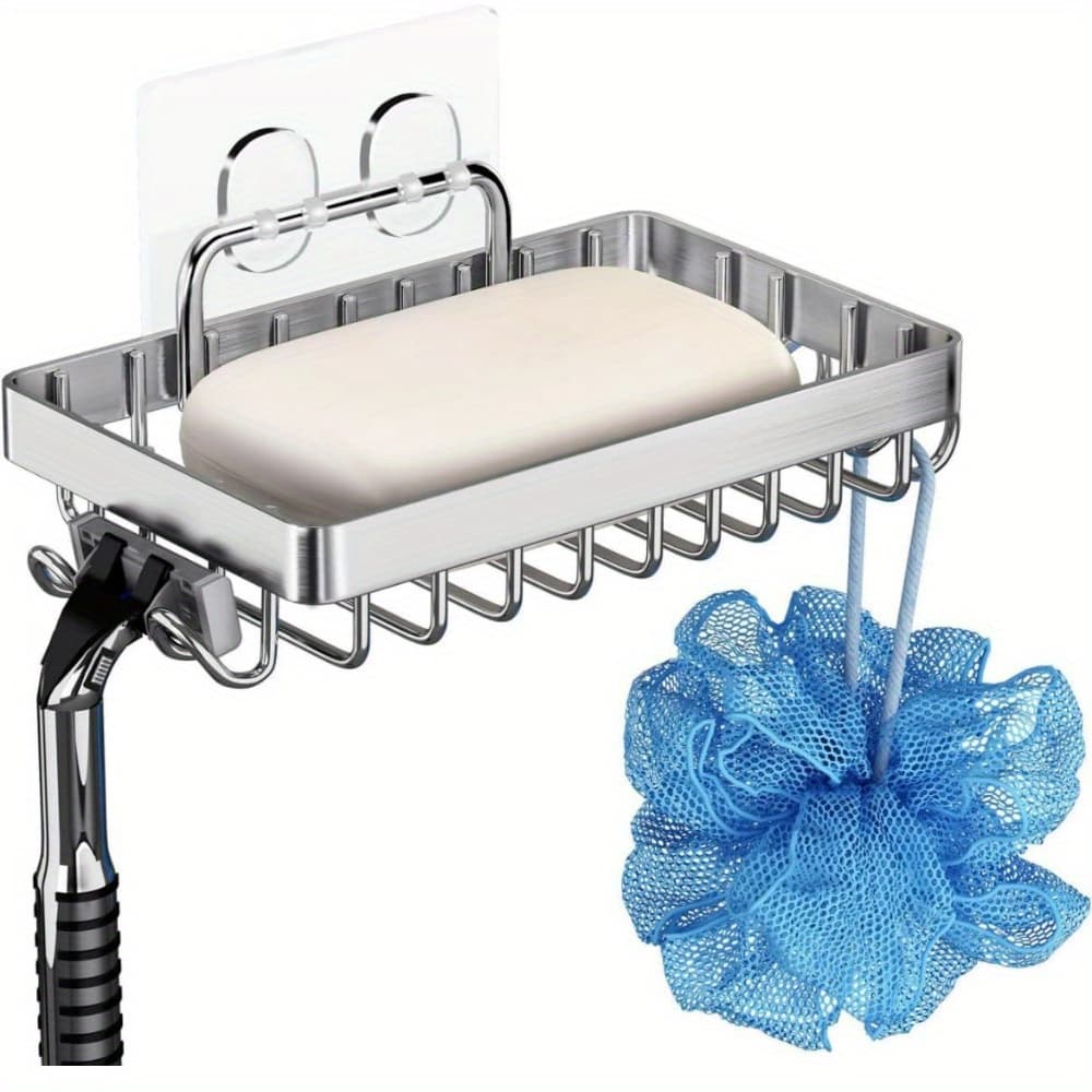 TEMU 1pc 304 Grade Stainless Steel Self Adhesive Soap Holder For Bathroom (black/silvery)