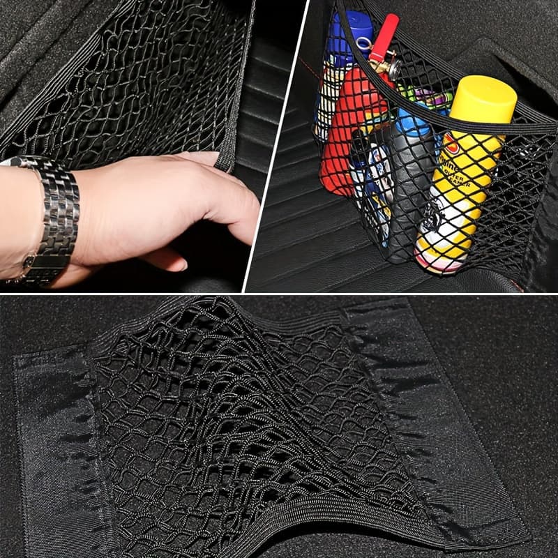 TEMU 1pc Mesh Car Trunk Organizer, Space-saving Storage For Vehicle Interior, Car Trunk Storage Bag, Seat Back Organizer, Suv Rear Seat Multi-functional Storage Net Pouch, Car Interior Accessory