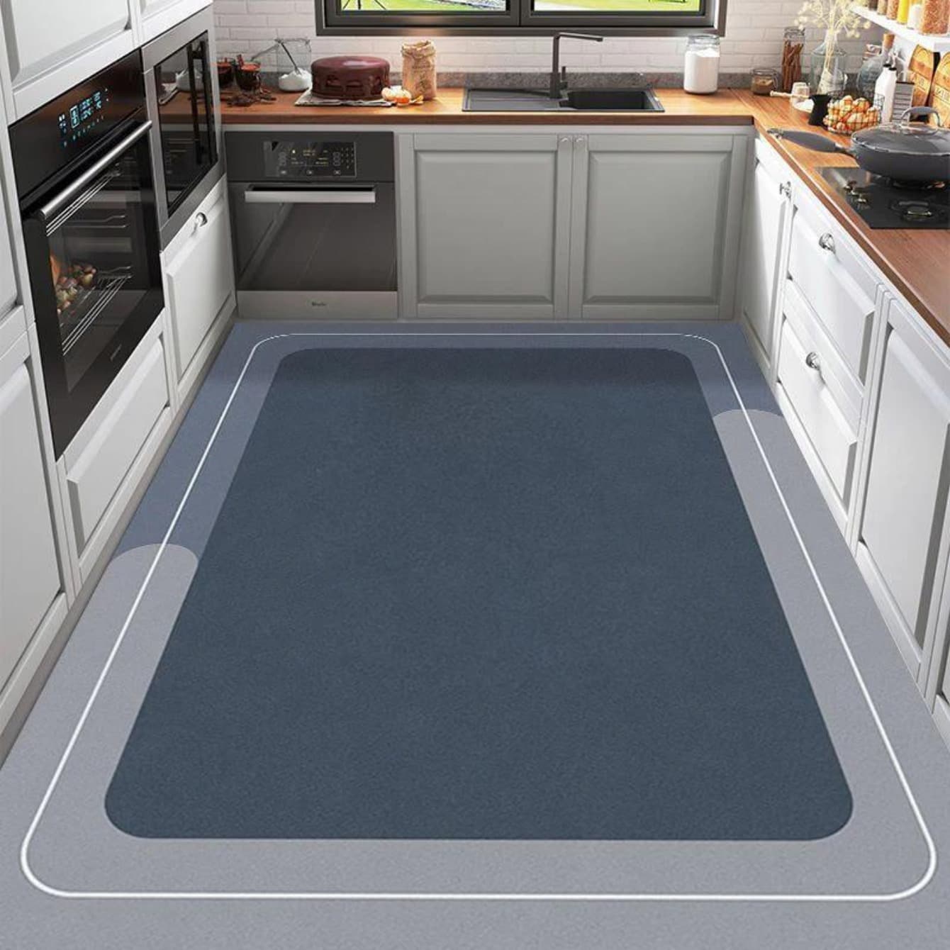 TEMU Kitchen Floor Mat Fully Covered With Anti Slip Home Diatomaceous Earth Mat Wiped Absorbent Oil Absorbing Soft Cushion, Bathroom Mat