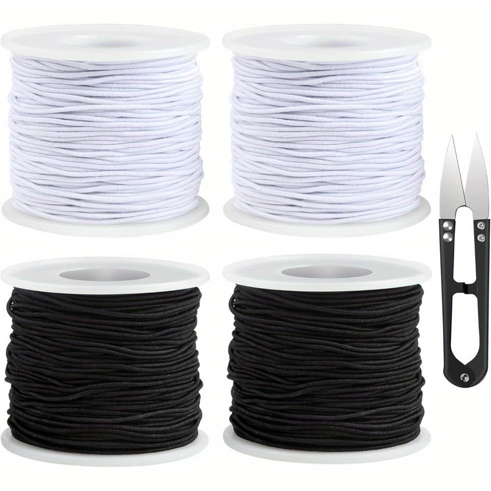 TEMU 4-roll Elastic Bracelet Strap, 1mm X 50m Bracelet Rope, Elastic Rubber Rope Bracelet, Used For , Necklaces, Crafts With Scissor Bead Rope