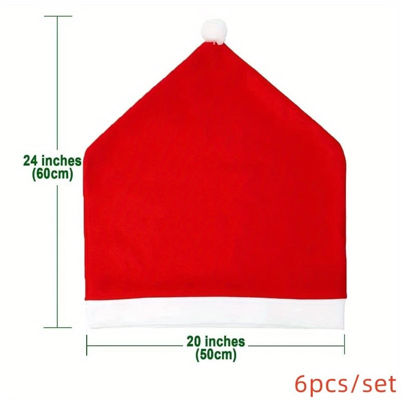 TEMU 6pieces Christmas Chair Covers, Festive Santa Claus Hat Chair Back Cover - Red Non-woven Fabric, , Washable, And Reusable For Christmas Holiday Party Dinning Room Decorations