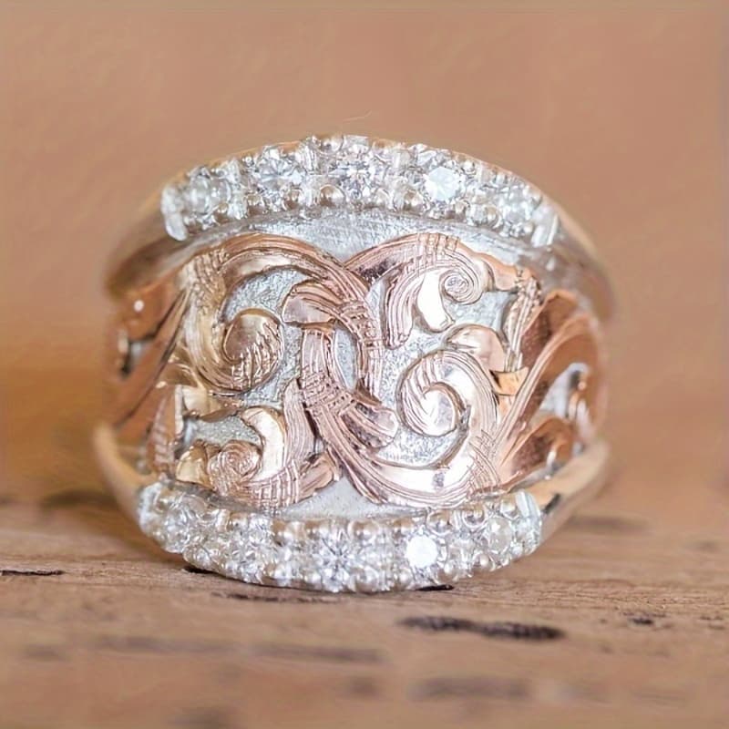 TEMU A Wide Ring Designed For Women, Featuring An Engraved Pattern That A Vintage Style, Perfect For Versatile Fashion