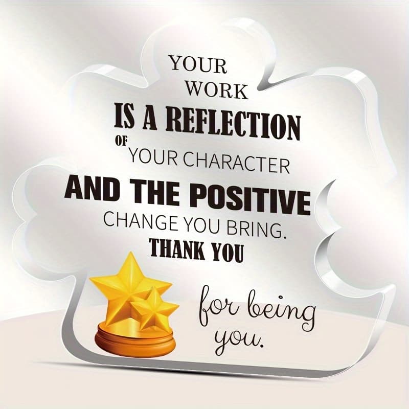TEMU Acrylic Plaque, Reflective Figure Office Desk Decoration, Inspirational Quotes With Universal Occasions, Thank You Gift