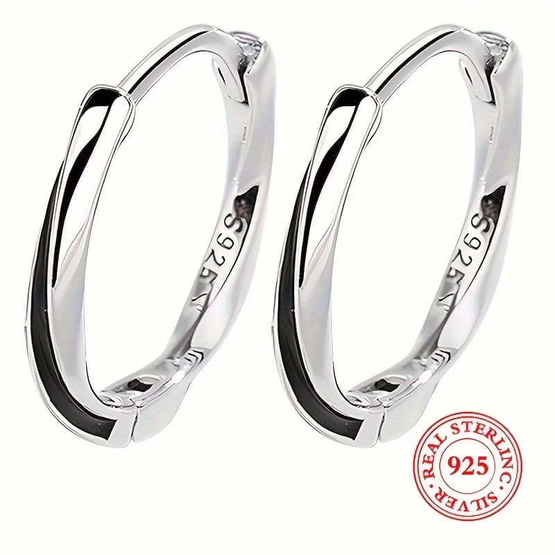 TEMU 925 Sterling Silver Hypoallergenic Hoop Earrings Simple Elegant Style Suitable For Women