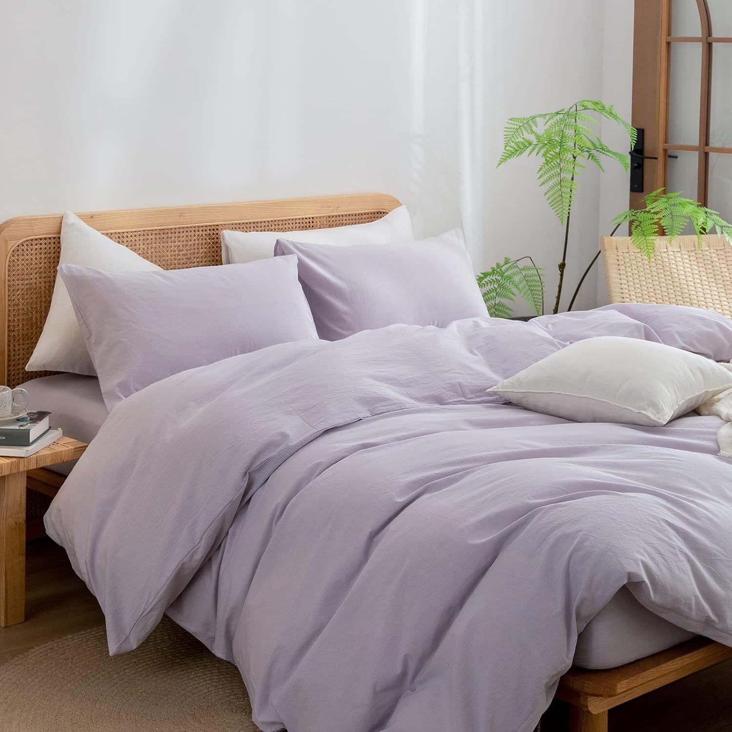 TEMU 3pcs Duvet Cover Set Soft Fiber Linen Feel Super Soft Comfortable Chic Lightweight Home Bedding Set Solid All Twin Full Queen King Breathable And Ultra Soft