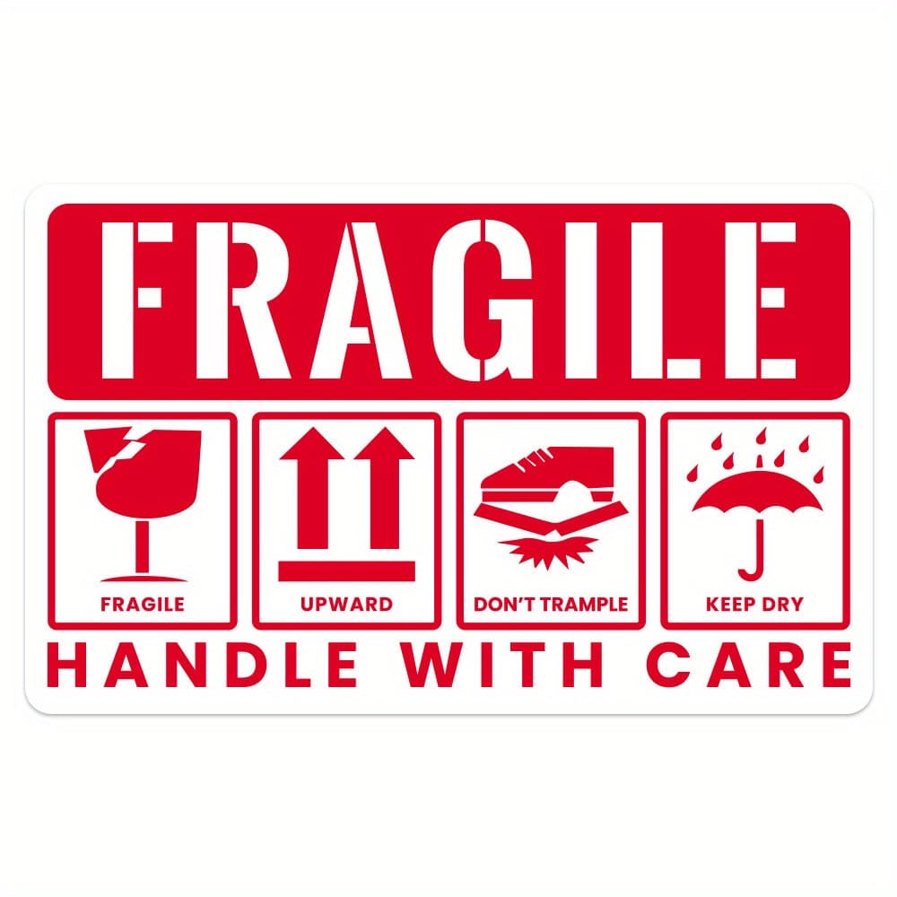 TEMU 50pcs Fragile Warning Labels - Disposable, Rectangular, For Everyday Office Use