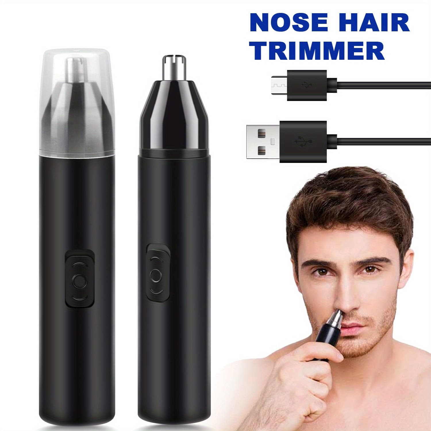 TEMU Rechargeable Ear And Nose Hair Trimmer For Men Usb Electric Nose Hair Trimmer, Eyebrow Facial Hair Removal Nose Clipper, Father's Day Gift