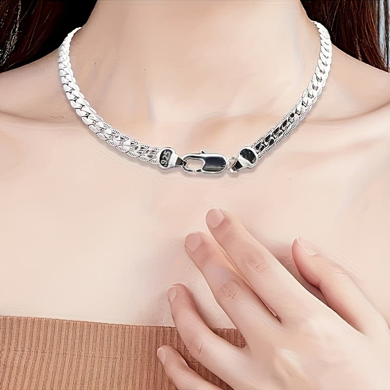 TEMU Elegant 925 Sterling Silvery Necklace - Weddings & Gifts, Crafting Supplies