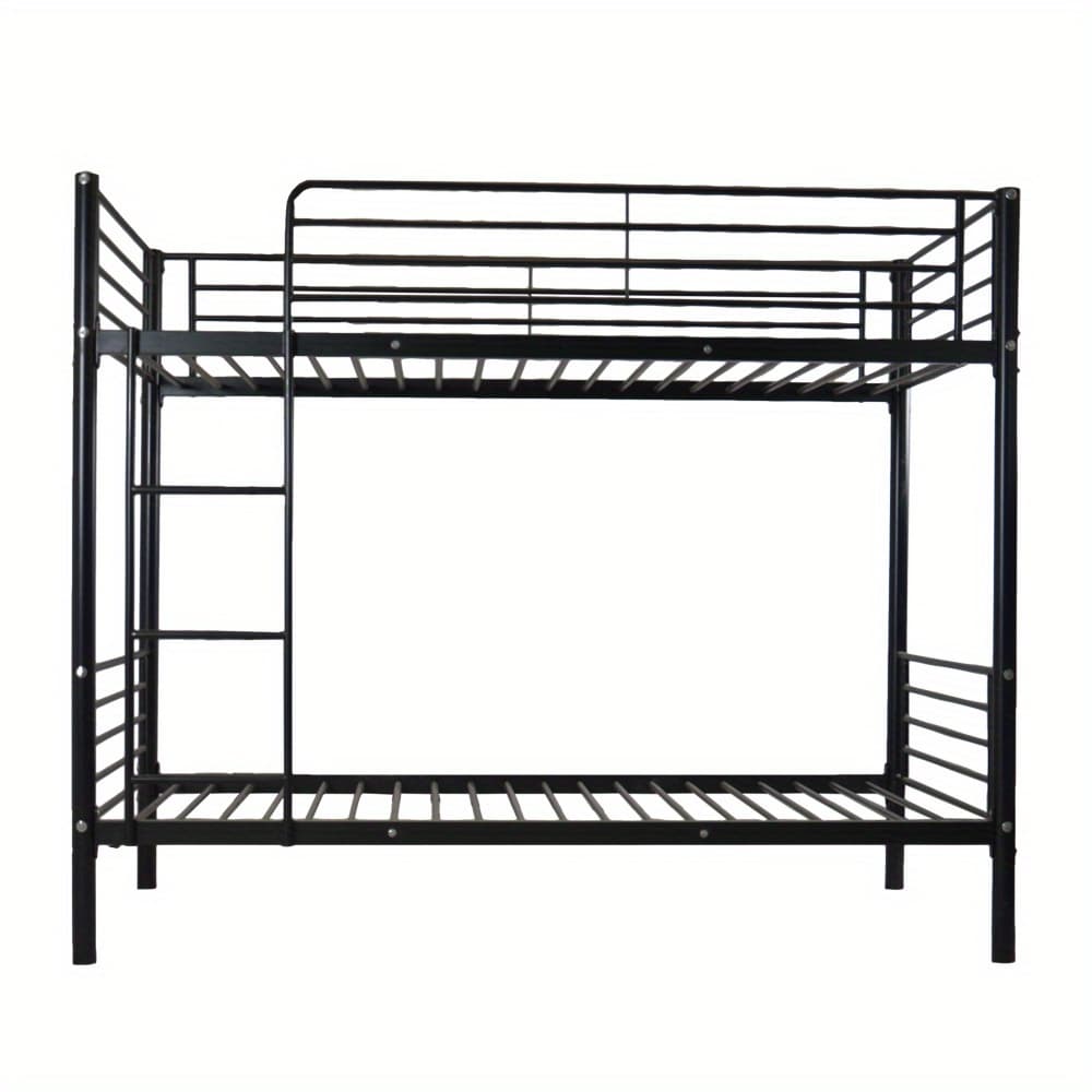 TEMU Double Stable Iron Bed, Cylindrical Horizontal Tube With Safety , Sturdy Vertical Ladder, Under Bed Storage, Space Saving Bunk Bed For Adults,