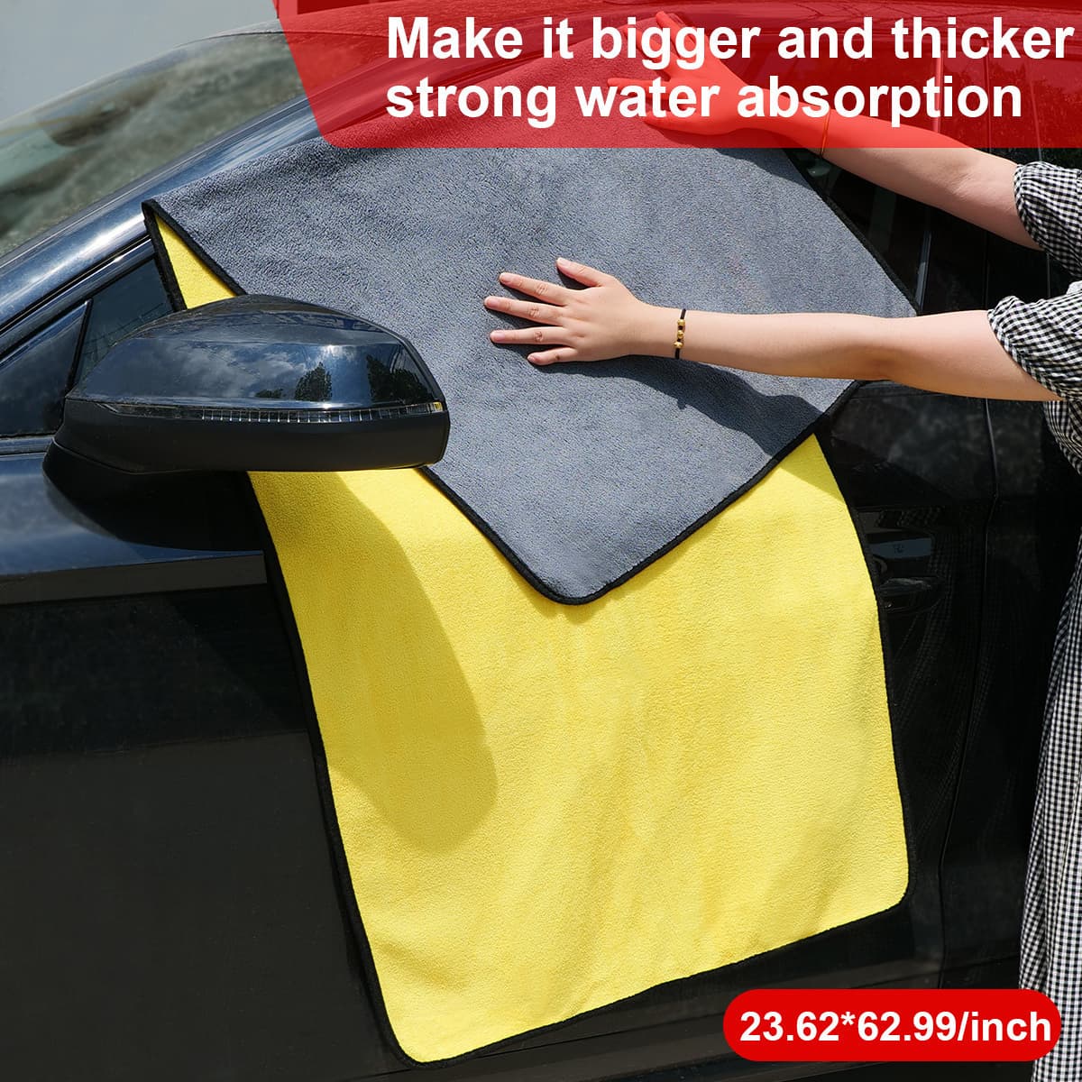TEMU Thick Microfiber Towel For Car Washing - Quick Drying And Waxing, Durable, Large Size Cloth