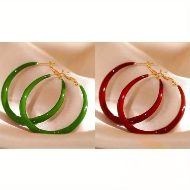 TEMU Of New High-end Ladies Red Ear Circle Face Earrings Suitable For Daily Wear