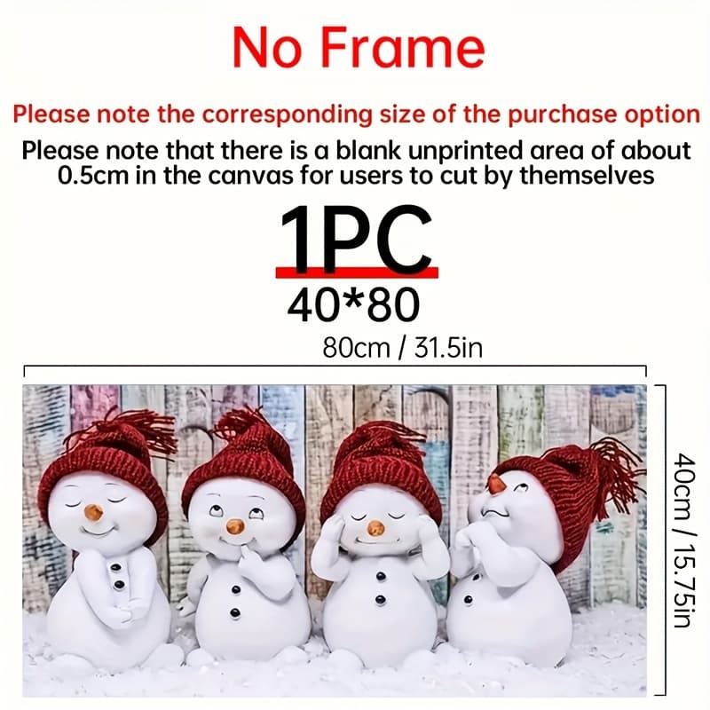 TEMU 1pc Canvas Wall Art, Christmas Snowman Painting, Cute 4 Snowman Printed Posters, Stylish Wall Decoration, Living Room/ Bedroom/ Office Family Photo, Aesthetic Home Decor