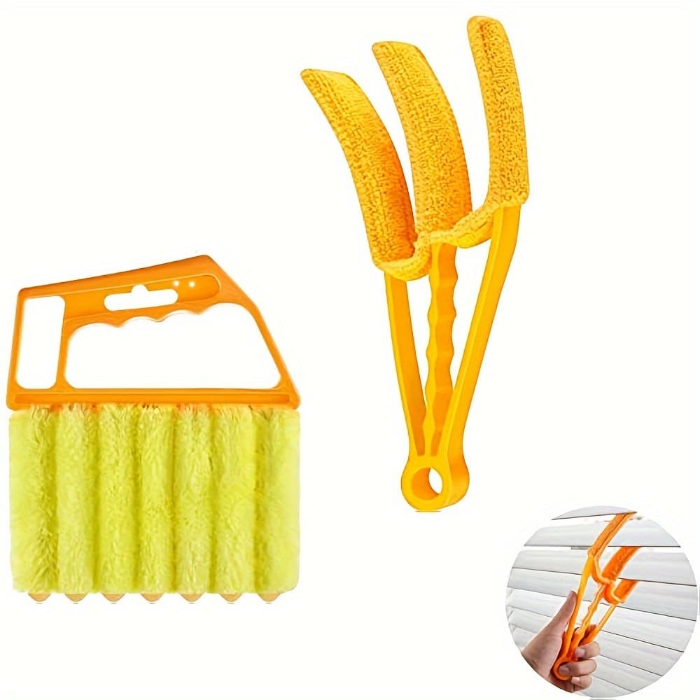 TEMU 2pcs Window Blind Cleaner Set - Includes Venetian Blind Duster Brush And Finger Duster Brush For Air Conditioner And Housekeeping - Keep Your And Dust-free