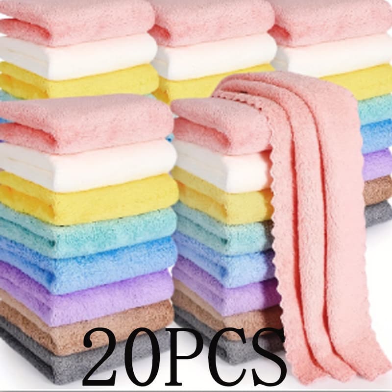 TEMU 20 Random Solid Color Towels, Face Towels, Soft Absorbent Face Towels, Bathroom Additions, , Kitchen And Home Goods