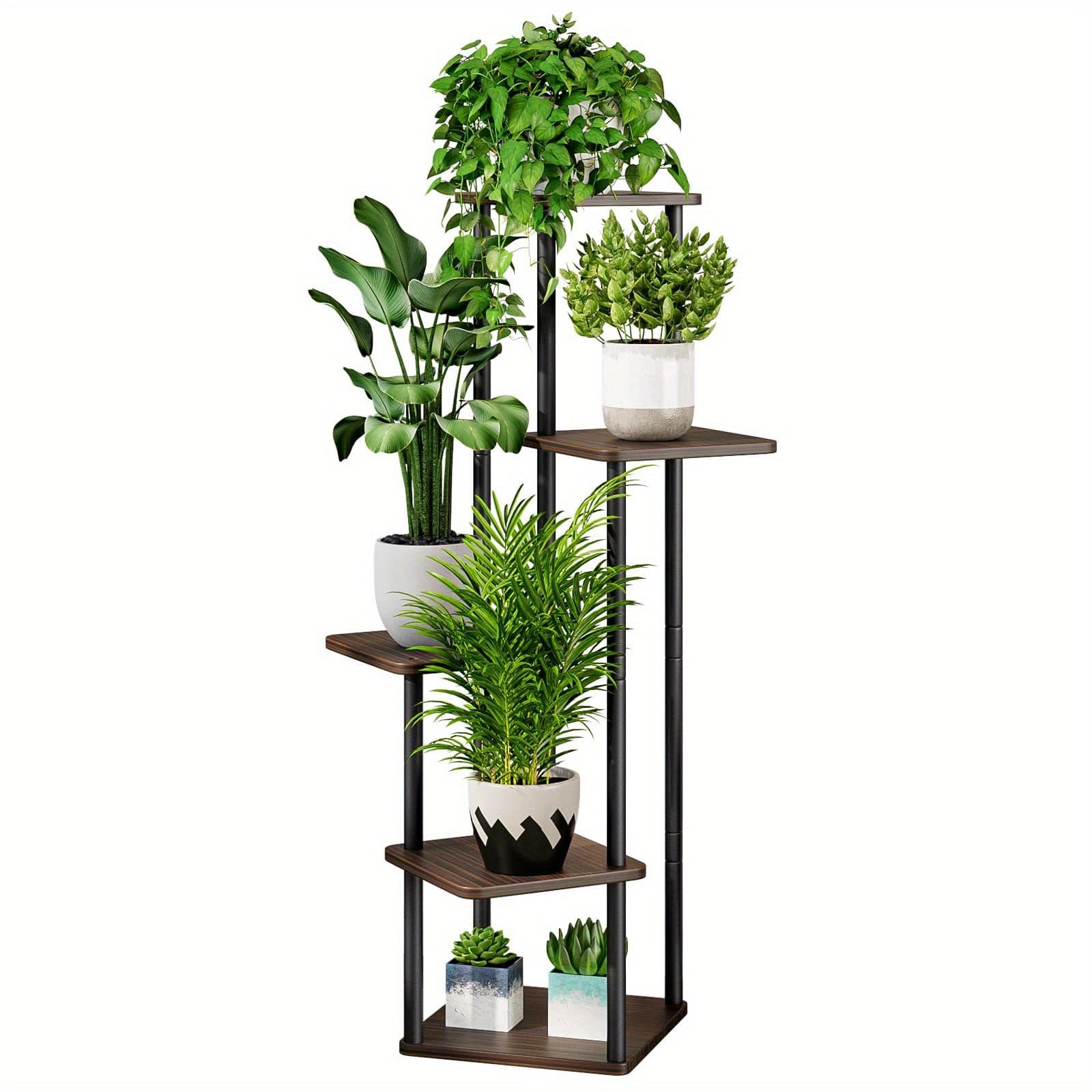 TEMU Corner Plant Stand Indoor, Tall Metal Plant Shelf For Multiple Plants, 5 Tier Flower Stand For Patio Garden Room Bedroom, Utility Racks