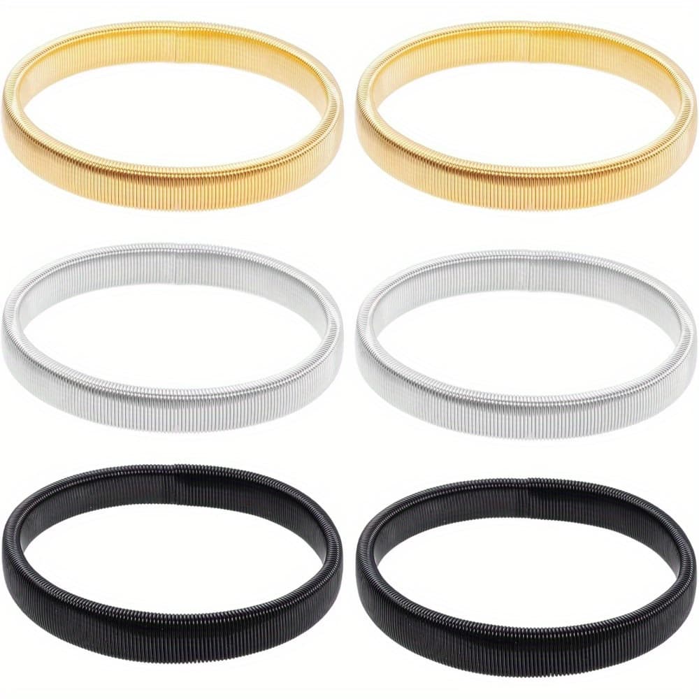 TEMU 6pcs Elegant Stretchy Metal Armbands - Anti-slip Sleeve Holders For , Dressing Up