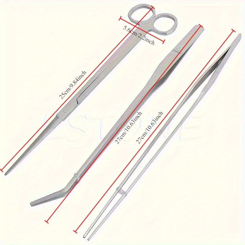 TEMU Premium Stainless Steel Aquarium Cleaning Kit - Includes Scissors, Tweezers & Plant Trimmer With Storage Holder - Durable Fish Tank Maintenance Tools