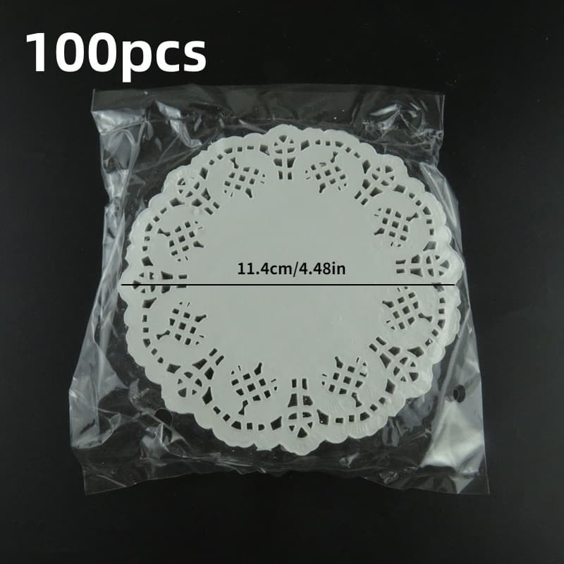 TEMU 100pcs Round Lace Paper Doilies - Food-safe Grease Absorbent Baking Mats For Pizza, Cakes, And Pastries, Intricate Floral Patterns, Perfect For Holidays And Everyday Use, Pizza Accessories