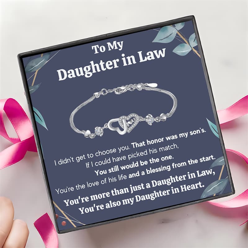 TEMU 1pc Elegant Love Heart Bracelet With Gift Box And Card, No Electricity Required, Perfect Birthday Or Christmas Present From Mom To Family In Law