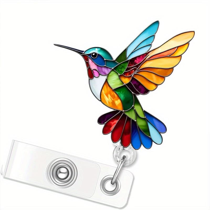TEMU Hummingbird Badge Reel Retractable Lanyard Id Holder Acrylic Badge Clip, Suitable For Nurses Teachers Office Staff Name Tag Clips