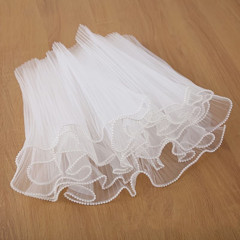 TEMU Valentine's -yard Pleated Wavy Bouquet Wrapping Mesh - Sheer Floral Packaging, Cuttable Decorative Yarn For Florists, For Wedding