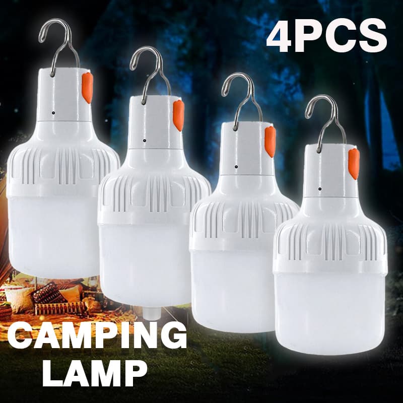 TEMU 4 Pack Rechargeable Led Camping Lights With Usb Charging, Hands- Lights And Hook - Perfect For Expeditions, Mountaineering, Emergencies And Vacations, Camping Additions, Ip66