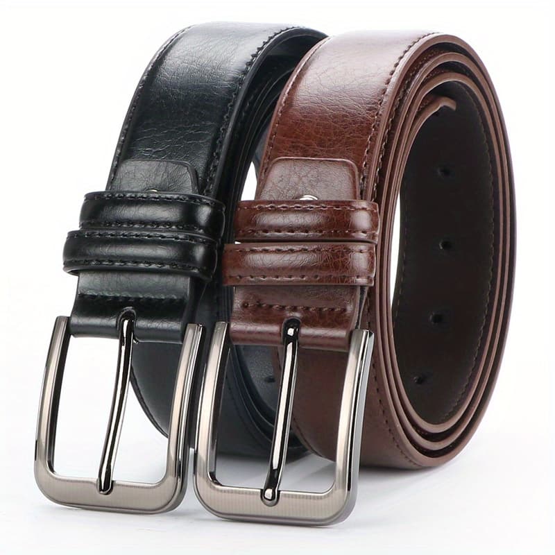TEMU 2pcs Men's Leather Pin Casual Retro Leather Belt Youth Jeans Belt, Father's Day Giftvalentine's Day