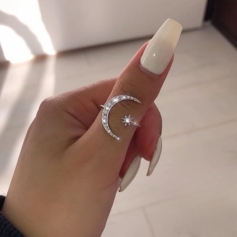 TEMU Around Design 925 Sterling Silver Ring, Sparkling Synthetic Zirconia Adjustable
