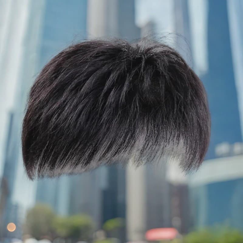 TEMU 1pc Men Baldness Wig Pieces Black Hair Toupee Men Soft Breathable Not Hurt Hair Wig