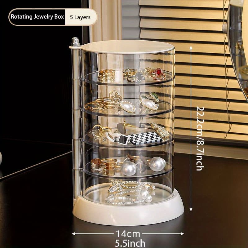 TEMU 1pack Clear Rotable Box, 4/ 5-layer Jewelry Storage Box With Lid, Easy Classify Storage By Layer Box For Hair Accessories & Beauty Supplies Earrings Necklaces Bracelets